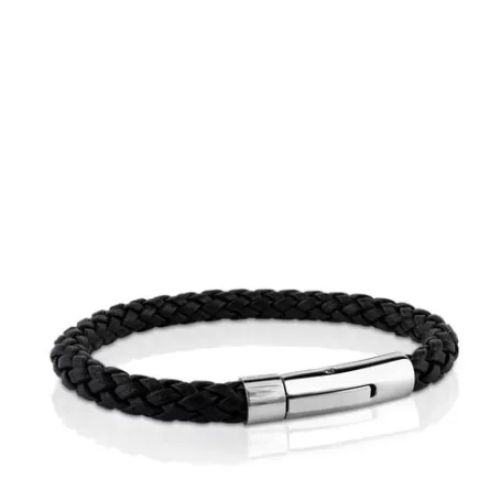 Best Sale Pulsera en acero y cuero trenzado Man Pulseras De Cordón E Hilo