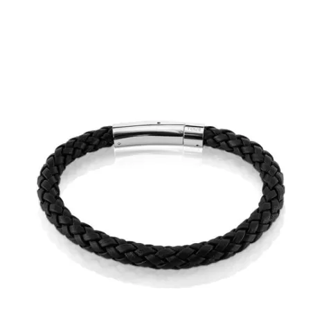 Best Sale Pulsera en acero y cuero trenzado Man Pulseras De Cordón E Hilo