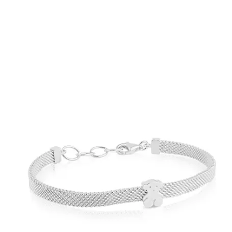 Store Pulsera oso de plata Mesh Pulseras De Plata | Pulseras De Cadena