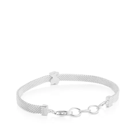 Store Pulsera oso de plata Mesh Pulseras De Plata | Pulseras De Cadena