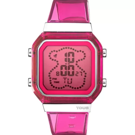 Best Reloj digital de policarbonato fucsia y acero D-BEAR Fresh Relojes Digitales